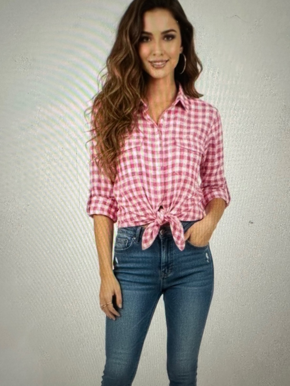 Jones New York Front Tie Botton Down Blouse. XL